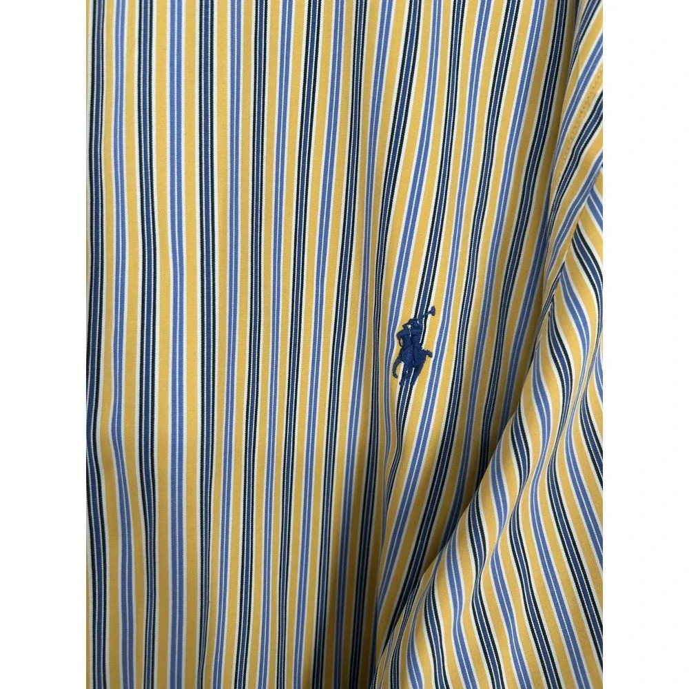 Polo Ralph Lauren Shirt 3XL Big 3XB Yellow Blue Striped Classic‎ Fit Button Down